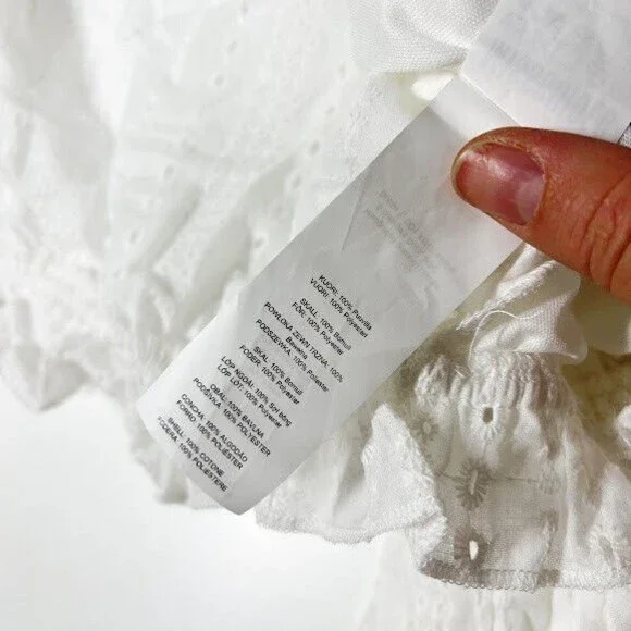 Missguided Women White Cord Broderie Tie Crop Top Eyelet Plunge V-Neck 6 NWT - Picture 11 of 12